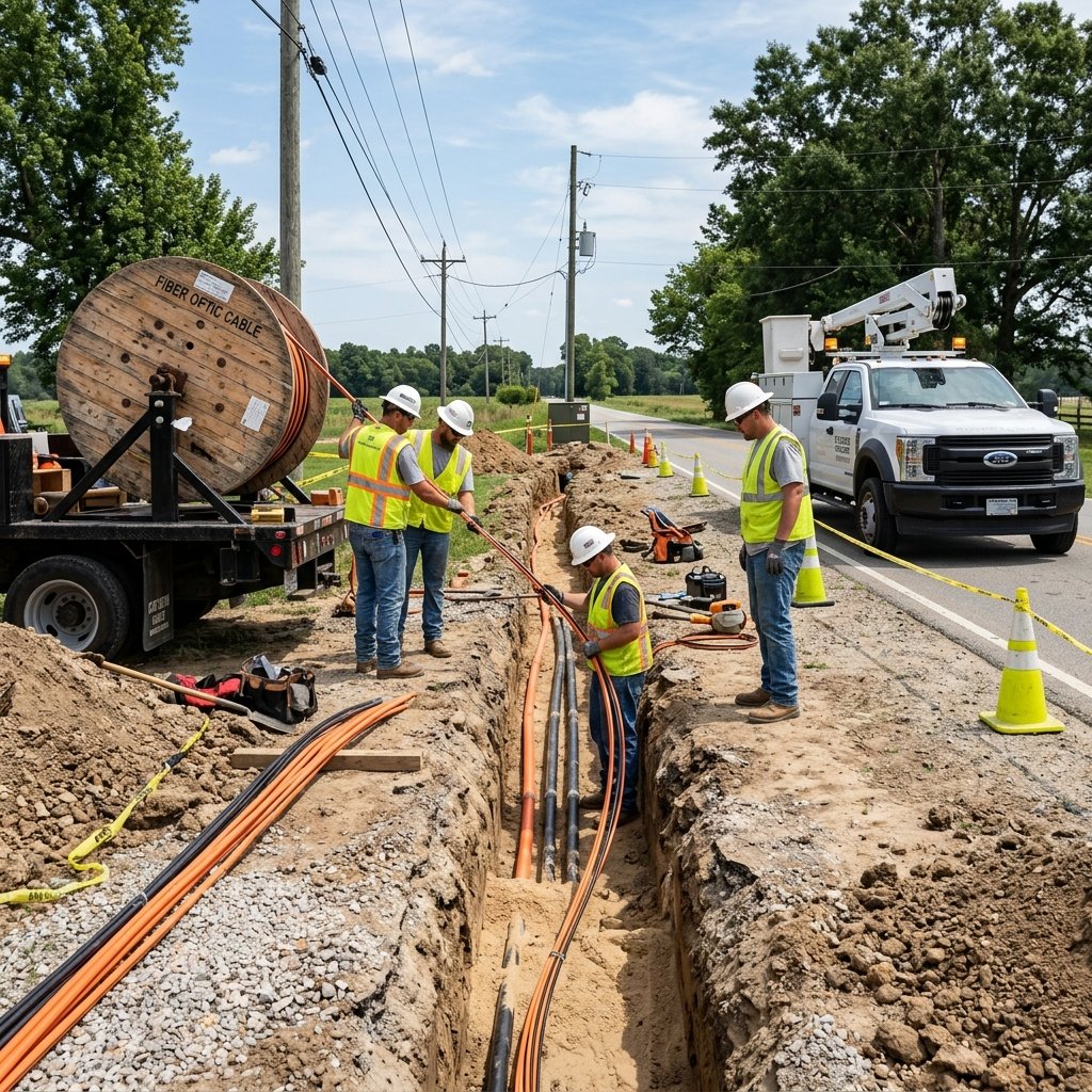 Fiber cable installation work