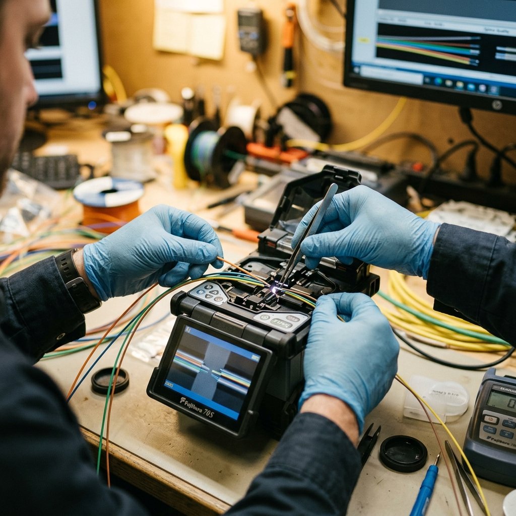 Fiber optic cable splicing and fusion